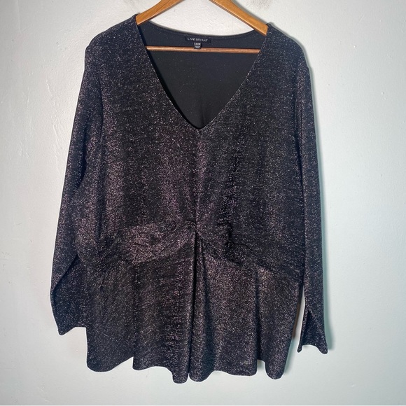 Lane Bryant Twist-Front Peplum Black Top Blouse Size 26/28 - Picture 2 of 8